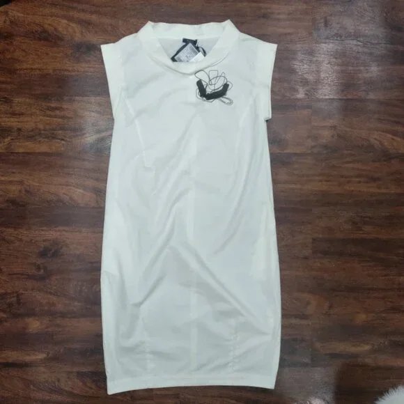 Peserico Womens White Embellished Artsey Lux Dress Size 42 M Made In Italy - Picture 14 of 16